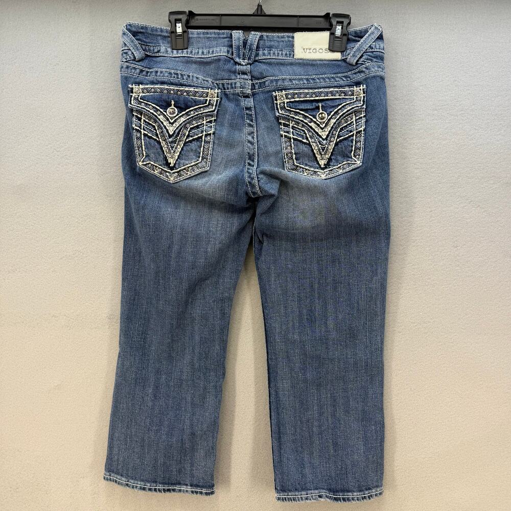 Vigoss Jeans Capri Women's 9/10X21 Blue The New York Capri Embellished Pockets - Picture 2 of 15
